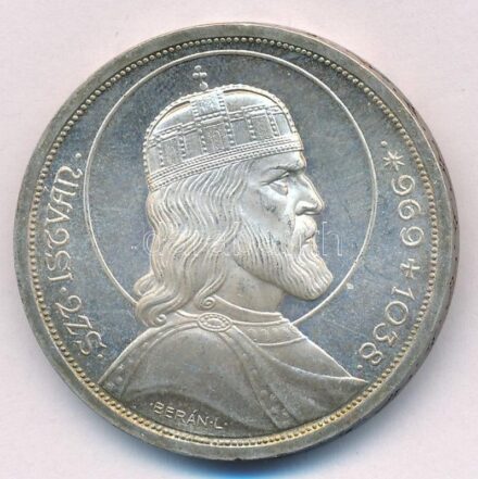 1938. 5P Ag 'Szent István' T:1- patina Adamo P8.1