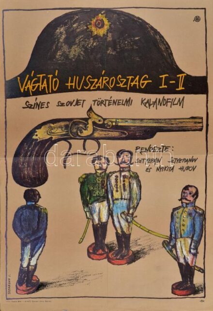 1981 Szereday Ilona (1952- ): Vágtató huszárosztag I-II., filmplakát, hajtva, 59,5x41 cm
