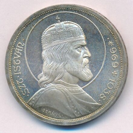 1938. 5P Ag 'Szent István' T:1-,2 patina Adamo P8.1
