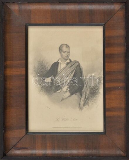 Albert Henry Payne (1812-1902) metszése, L. Hicks után: Sir Walter Scott. Acélmetszet, papír, jelzett a metszeten. Dekoratív, üvegezett, kissé sérült fakeretben. 19x13,5 cm