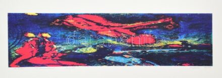 Joseph Kádár (1936-2019): 'L'Horizontalisme', 1995. Szitanyomat, papír, jelzett. 17/100 számozással. 21,5x85 cm