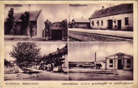 1934 Budapest XI. Albertfalva, Községháza, Postahivatal, Kertváros Rákóczi tér, Loden posztógyár és vásárcsarnok