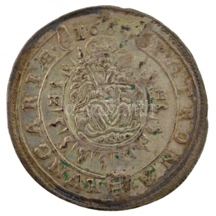 1665K-B 15kr Ag 'I. Lipót' (5,73g) T:2,2- hajlott lemez, patina, ph. Hungary 1665K-B 15 Kreuzer Ag 'Leopold I' (5,73g) C:XF,VF curved, patina, edge error Huszár: 1423., Unger II.:1058.