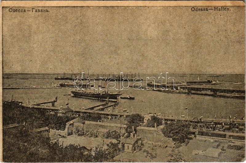 1918 Odessa, Odesa; Hafen / port, steamship + 'K.u.K. Baukompagnie Nr. 107/1. dw.' (EK)