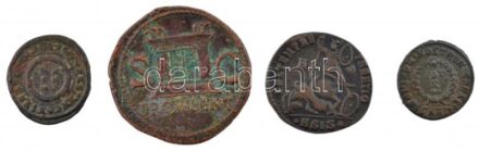 Római Birodalom 4db bronzpénz az I-IV. századból, közte Róma / Divus Augustus 22-30. AE As (10,94g) T:2-3 Roman Empire 4pcs of bronze coins from the 1st-4th Century, with Roma / Divus Augustus 22-30. AE As 'DIVVS AVGVSTVS PATER / PROVIDENT