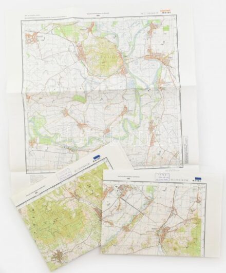 1989-1990 4 db Borsod-Abaúj-Zemplén megye topográfiai térkép (Encs, Mád, Szerencs, Tokaj), egymással érintkezőek, 1 : 50.000, Magyar Honvédség Vezérkara, 48x47 cm