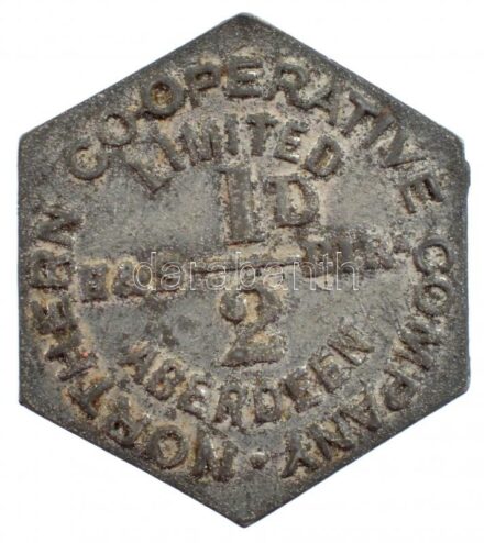 Nagy-Britannia / Aberdeen ~1900. 1/2d 'Aberdeen Northern Cooperative Company Limited' Fe zseton T:2 patina Great Britain / Aberdeen ~1900. 1/2d 'Aberdeen Northern Cooperative Company Limited' Fe token C:XF patina