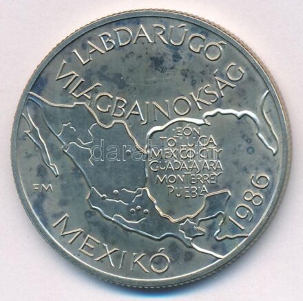 1985. 100Ft alpakka 'Labdarúgó Világbajnokság 1986. - Mexikó térkép' T:BU