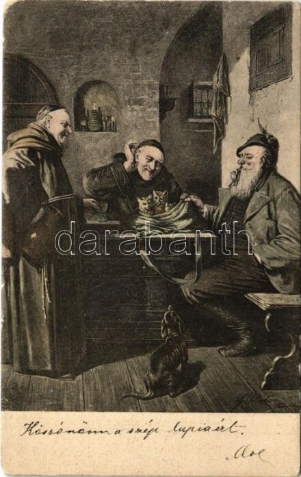 1902 vadász szerzetesekkel / Hunter with monks