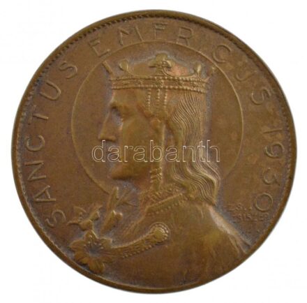 1930. 'Santus Emericus (Szent Imre)' Br jelvény, hátoldalán 'Ludvig Bp. Thék u. 44.' T:1-