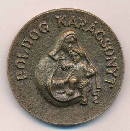 Tornay Endre (1949-) DN. 'Boldog Karácsonyt' kétoldalas, öntött bronz névjegyérem (42mm) T:1-