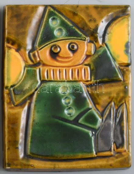 DJ jelzéssel: Bohóc. Pirogránit. Apró lepattanásokkal, 18x14cm