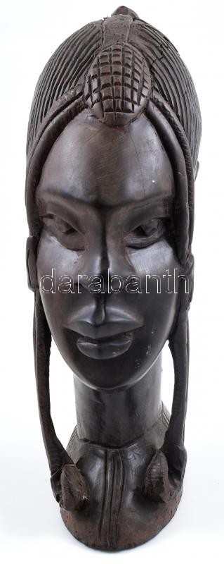 Afrikai faragott faszobor, apró sérülésekkel, m: 33 cm