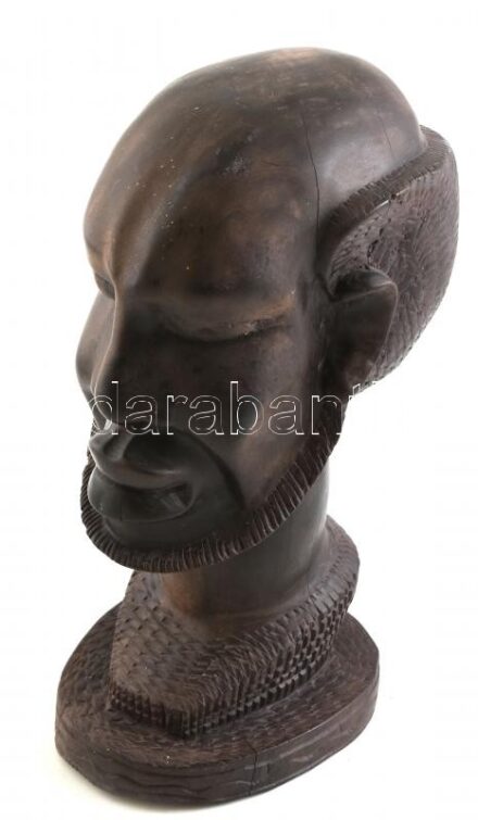 Afrikai faragott faszobor, apró sérülésekkel, m: 28 cm