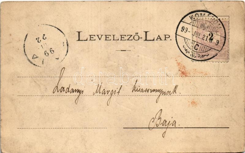 1899 (Vorläufer) Komárom, Komárno; Takarékpénztár bérház, Könyvnyomda, üzletek, Klapka szobor. Czike Dénes kiadása / savings bank, publishing house, shops, statue (fl) - Image 2