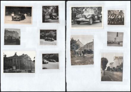 cca 1920-1950 21 db közlekedés témájú fotó, főként gépkocsik, többségében háború előtti, papírra ragasztva, 5x5 és 8x12 cm közti méretben