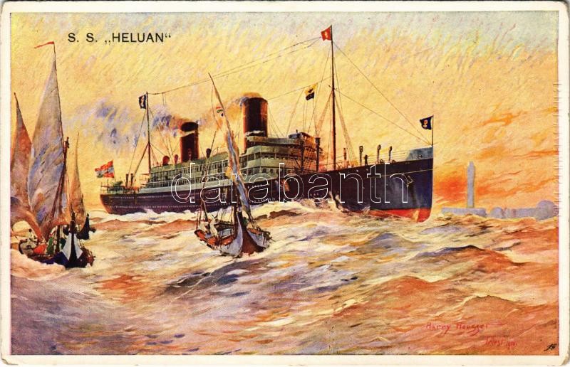 SS 'HELUAN' Österreichische Lloyd Triest. Hajó tatlobogója az osztrák-magyar teher és személyszállító hajózás közös lobogója / Lloyd Austriaco Trieste / Austro-Hungarian steamhip s: Harry Heusser (EK)