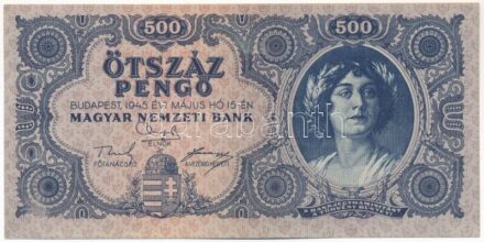 1945. 500P magyar 'N' betű orosz 'P' helyett 'K 028 015317' T:II Adamo P19h