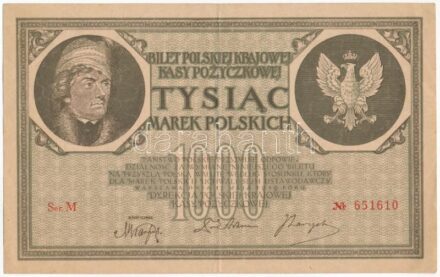 Lengyelország 1919. 1000M 'M 651610' T:III Poland 1919. 1000 Marek 'M 651610' C:F Krause P#22a