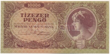 1945. 10.000P 'MNB' bélyeg nélkül T:I Adamo P23