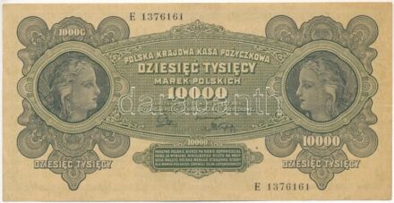 Lengyelország 1922. 10.000M 'E 1376161' T:III kis folt Poland 1922. 10.000 Marek 'E 1376161' C:F small spotts Krause P#32