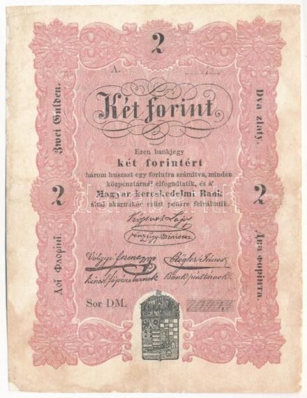 1848. 2Ft 'Kossuth bankó' 'DM 26663' T:III restaurált / Hungary 1848. 2 Forint 'Kossuth banknote' 'DM 2663' C:F restored Adamo G105