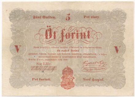 1848. 5Ft 'Kossuth bankó' vörösesbarna 'LHv 184709' T:III restaurált Adamo G109