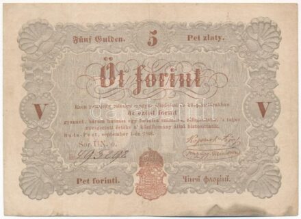 1848. 5Ft 'Kossuth bankó' barna 'ÜNo 493292' T:III fo. Adamo G109A