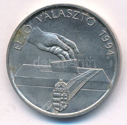 1994. 'Első választó' kétoldalas fém emlékérem (25mm) T:1-,2 fo.