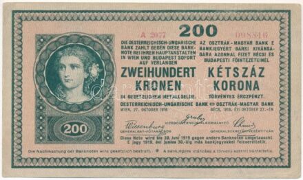1918. 200K '2077' hullámos hátlappal T:III Adamo K31/7