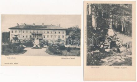 Bártfafürdő, Bardejovské Kúpele, Bardiov, Bardejov; Deák szálloda, Károly forrás - 2 db régi képeslap / hotel, spring - 20 pre-1945 postcards