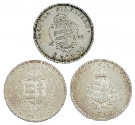 1935. 2P Ag 'Pázmány' + 1935. 2P Ag 'Rákóczi' + 1936. 2P Ag 'Liszt Ferenc' 'Pázmány-sor' T:1-,2 patina, Adamo P7.1, P7.2, P7.3