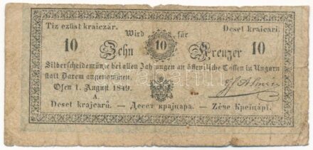 1849. 10kr 'Almásy' T:III- Hungary 1849. 10 Krajczár 'Almásy' C:VG Adamo G101