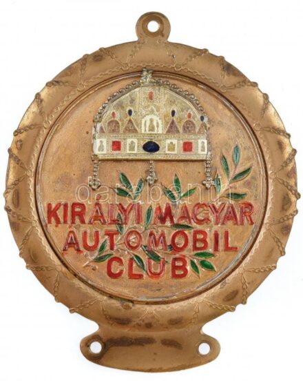 ~1990. 'Királyi Magyar Automobil Club' Br autójelvény hiányos zománcozással, műgyantás koronával, nem saját tokban (102x84mm) T:2