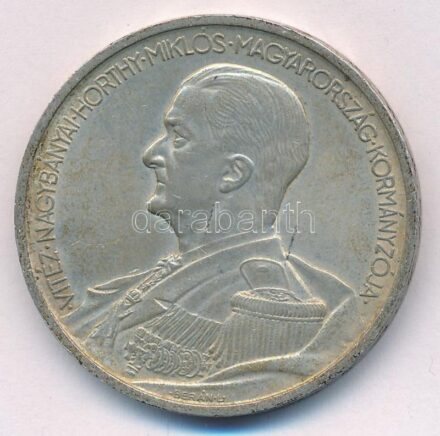 1939. 5P Ag 'Horthy balra' T:2 patina, kis karc Adamo P8.2