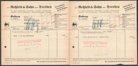 1937 'Rehfeld & Sohn Dresden' 4 db fejléces számla