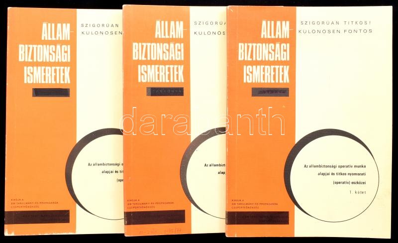 Állambiztonsági ismeretek. Az állambiztonsági operatív munka alapjai és titkos nyomozati (operatív) eszközei. 1-3. köt. Szerk.: Gergely Attila. Bp., 1975., BM Tanulmányi és Propaganda Csoportfőnökség, 100+1; 137+7; p. Megjelent