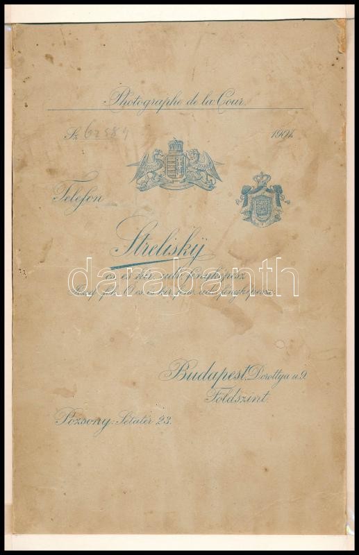 1904 Gróf zicsi és vázsonykői Zichy Jenő (1837-1904) december 26.) politikus, Ázsia-kutató, utazó, vadászruhás portréfotója, rajta Zichy Jenő saját kezű DEDIKÁCIÓjával, Strelisky budapesti műterméből, kopott, a felületén - Image 2