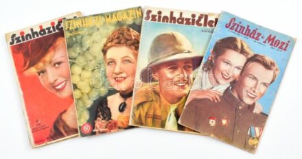 1934-1950 Vegyes színházi magazin, 4 db: Színházi Élet 3 száma, Színházi és Mozi 1 száma. Változó állapotban, szakadt borítókkal, de közte sérült is.