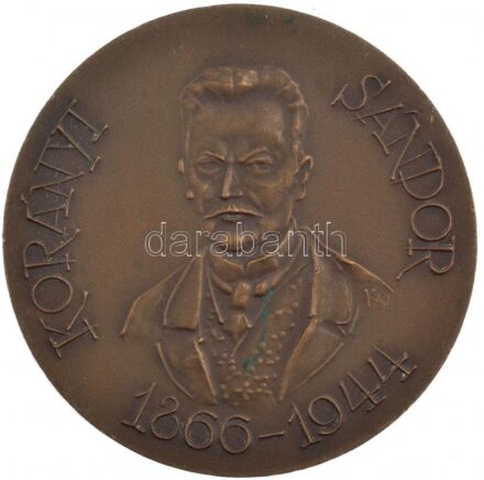 Kiss Nagy András (1930-1997) DN 'Korányi Sándor 1866-1944' kétoldas Br emlékérem (60mm) T:2 patina
