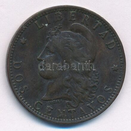 Argentína 1892. 2c Br T:2- Argentina 1892. 2 Centavos Br C:VF Krause KM#33
