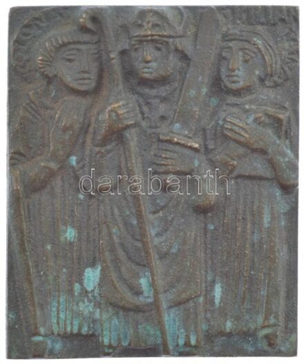 DN öntött Br egyoldalas, egyházi emlékplakett hátoldalán akasztóval (44x53mm) T:2