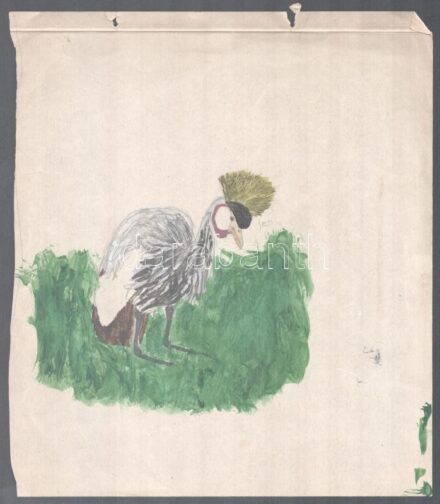 Vastagh Géza (1866-1919): Madár. Gouache, ceruza, papír. Jelzés nélkül. Proveniencia: Vastagh Géza hagyatéka. 28x24,5 cm. Lap széle vágott, apró szakadásokkal. / Géza Vastagh (1866-1919): Bird. Pencil and gouache on paper, unsigned.