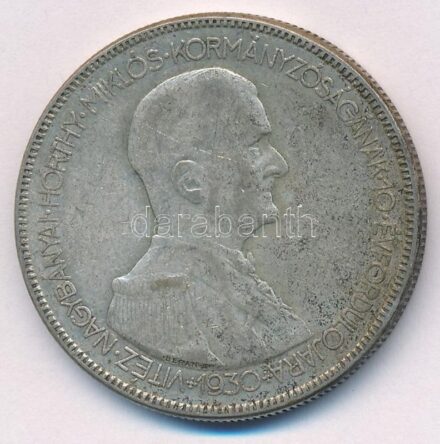 1930. 5P Ag 'Horthy jobbra' T:2-,3 Adamo P8