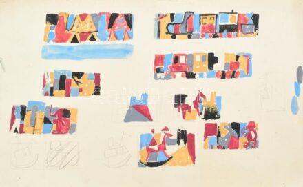 Rácz András (1926-2013): Illusztrációk. Tempera, ceruza, papír, jelzés nélkül. Proveniencia: A művész hagyatéka. 30,5×48,5 cm