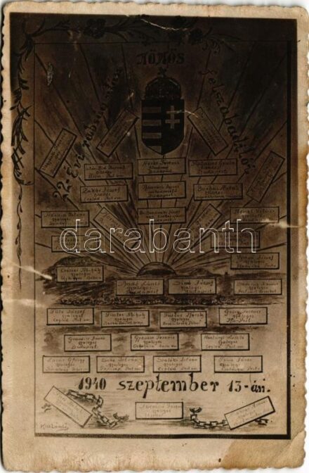 1940 Kökös, Blauendorf, Chichis; '22 évi rabság után - Kökös felszabadítói 1940. szeptember 13-án' bevonulás / entry of the Hungarian troops. photo (fl)