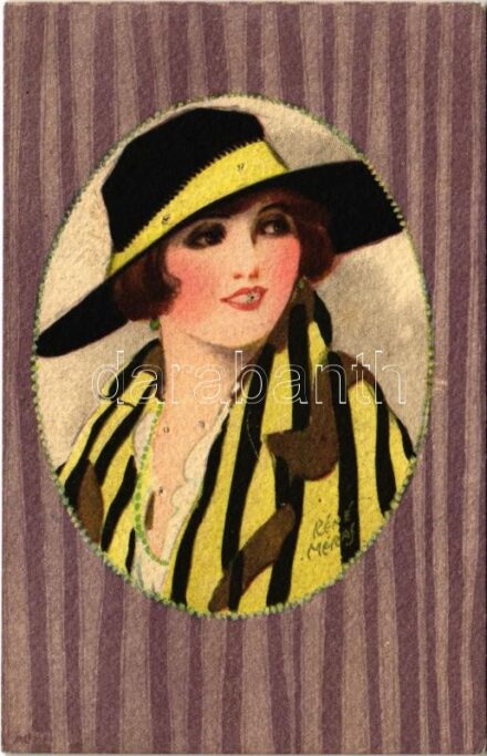 Lady art postcard s: René Méras (lyukak / pinholes)