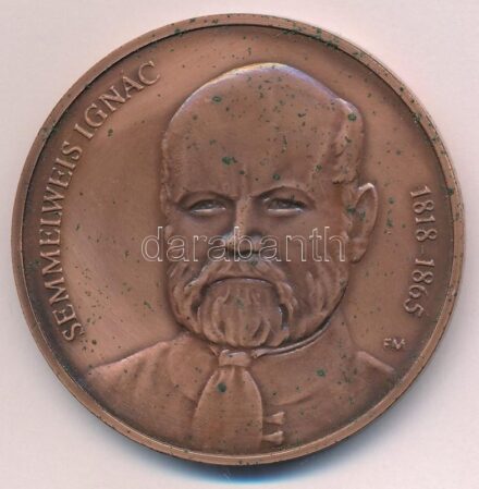 Fritz Mihály (1947-) DN 'Semmelweis Ignác 1818-1865 / Semmelweis Egyetem' kétoldalas Br emlékérem (60mm) T:2 patina