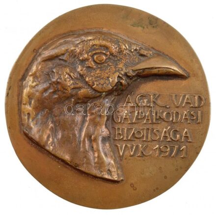 1971. 'Á.G.K. Vadgazdálkodási Bizottsága VVK 1971' egyoldalas, öntött bronz plakett (106mm)