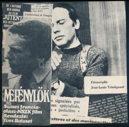 1974 A Merénylők c. francia-olasz-NSZK film (rendezte: Yves Boisset) képes ismertető prospektusa